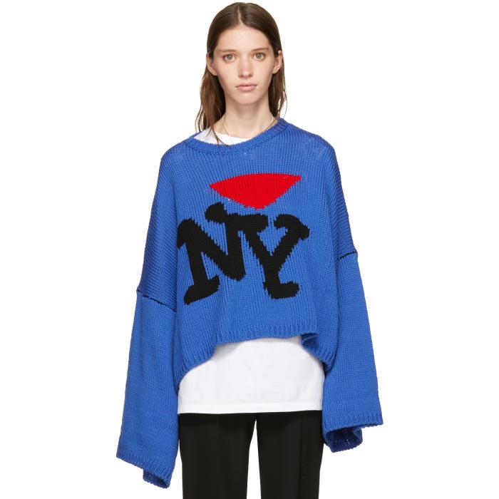 Raf Simons Blue Oversize 'i Love Ny' Sweater | Lyst