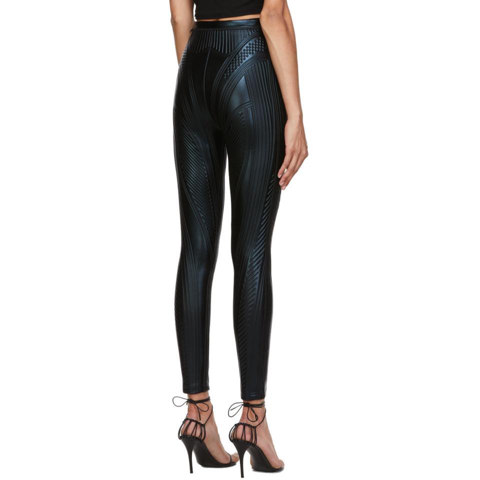 Mugler Black Embossed Leggings Lyst