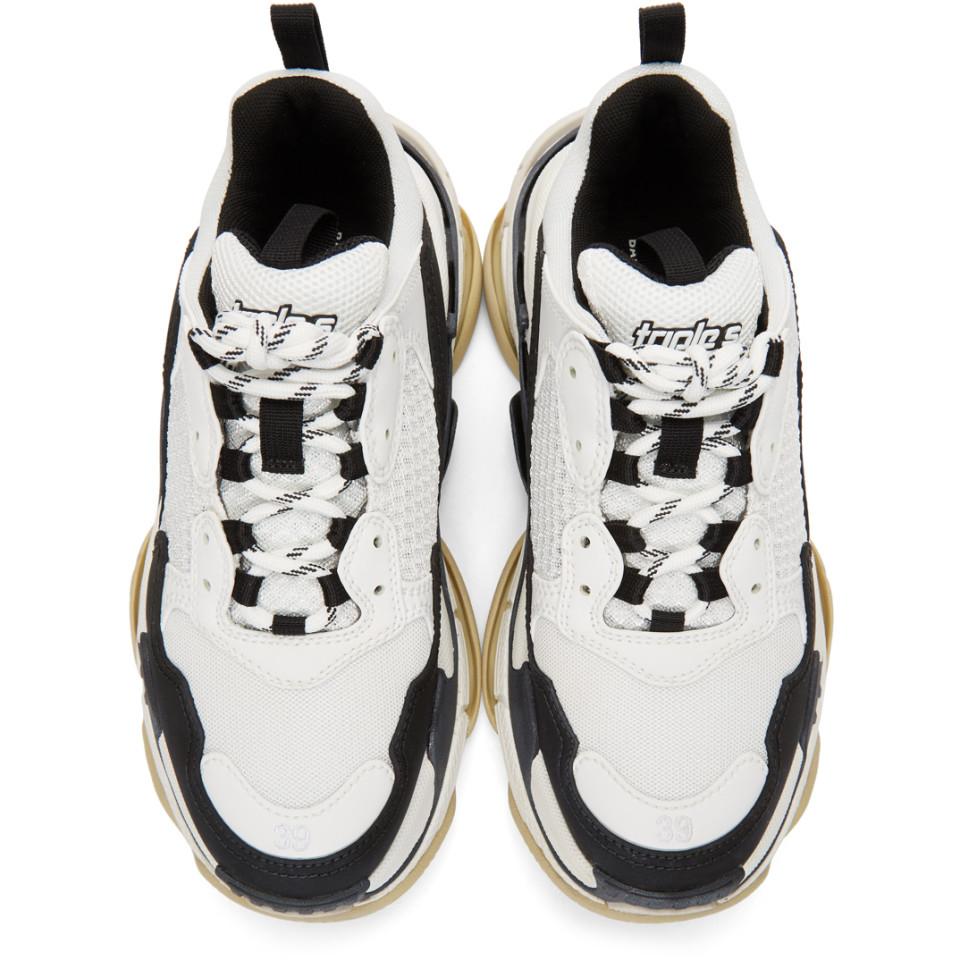 Balenciaga Black And White Triple S Sneakers for Men - Lyst