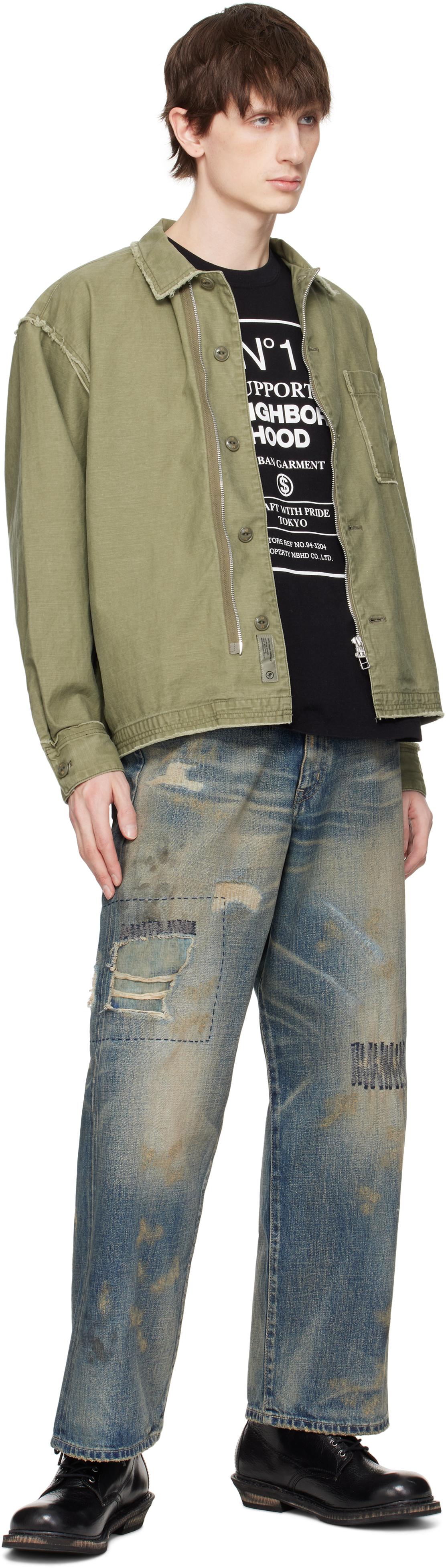 Neighborhood Untrimmed Zip Ls Shirt in Green for Men | Lyst