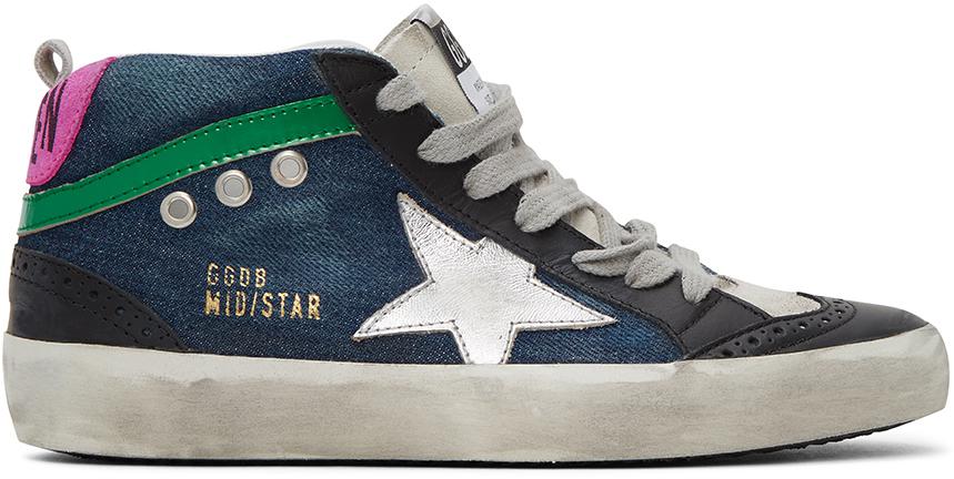 Golden Goose Denim Mid Star Sneakers in 