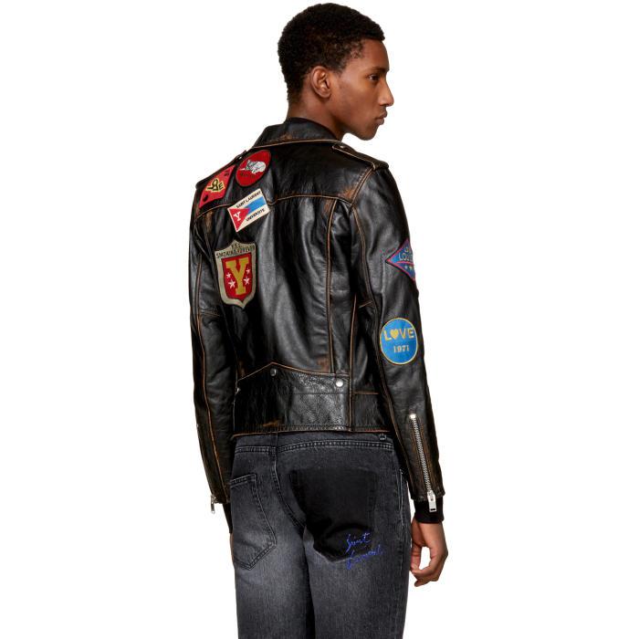 Saint laurent leather jacket with patches deals