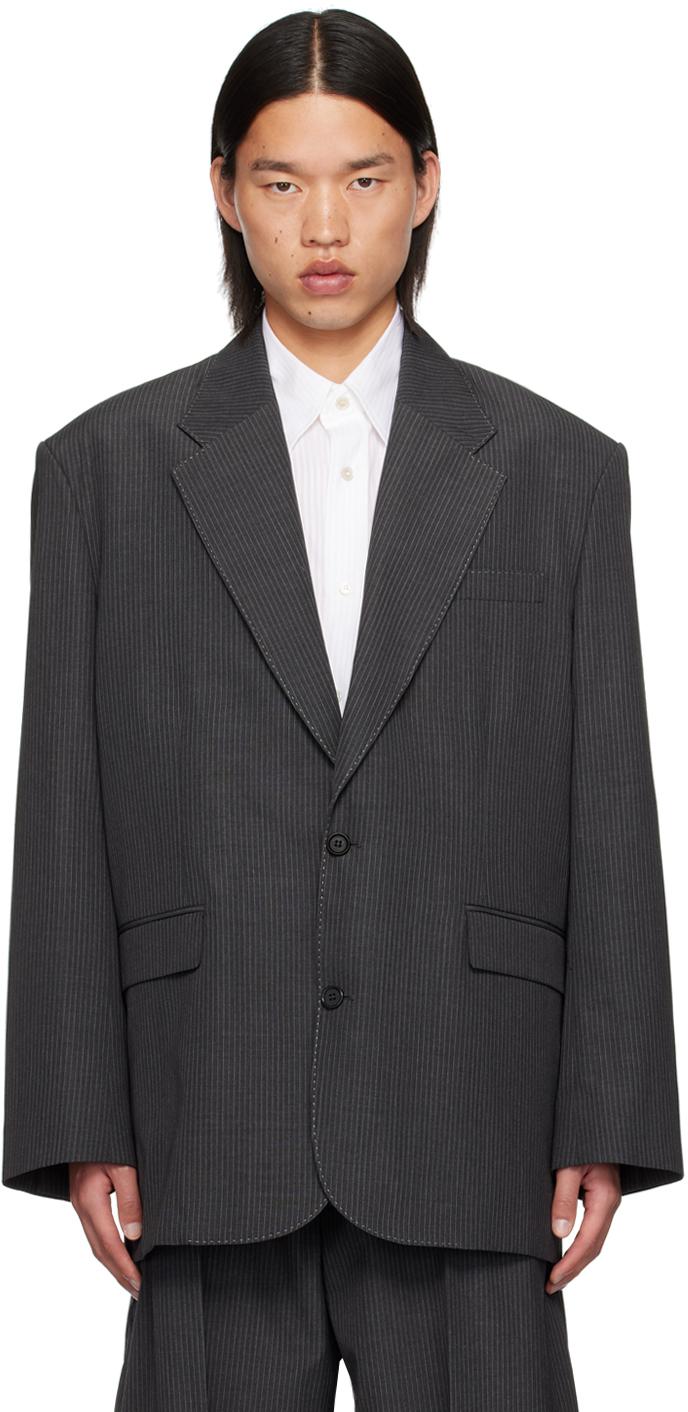Acne Studios メンズ ブラック グレー リラックスフィット テーラード 