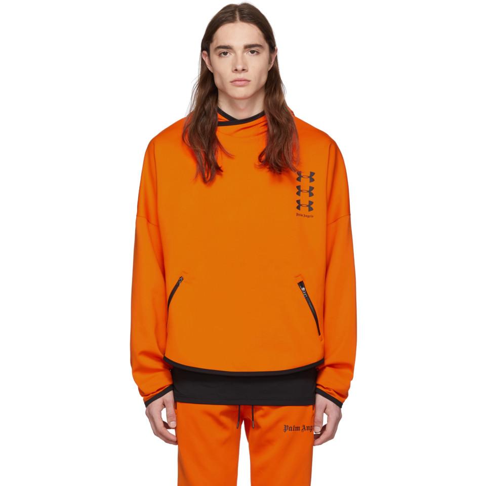 Palm Angels X Under Armour Loose Hooded Sweatshirt in Orange for Men | Lyst