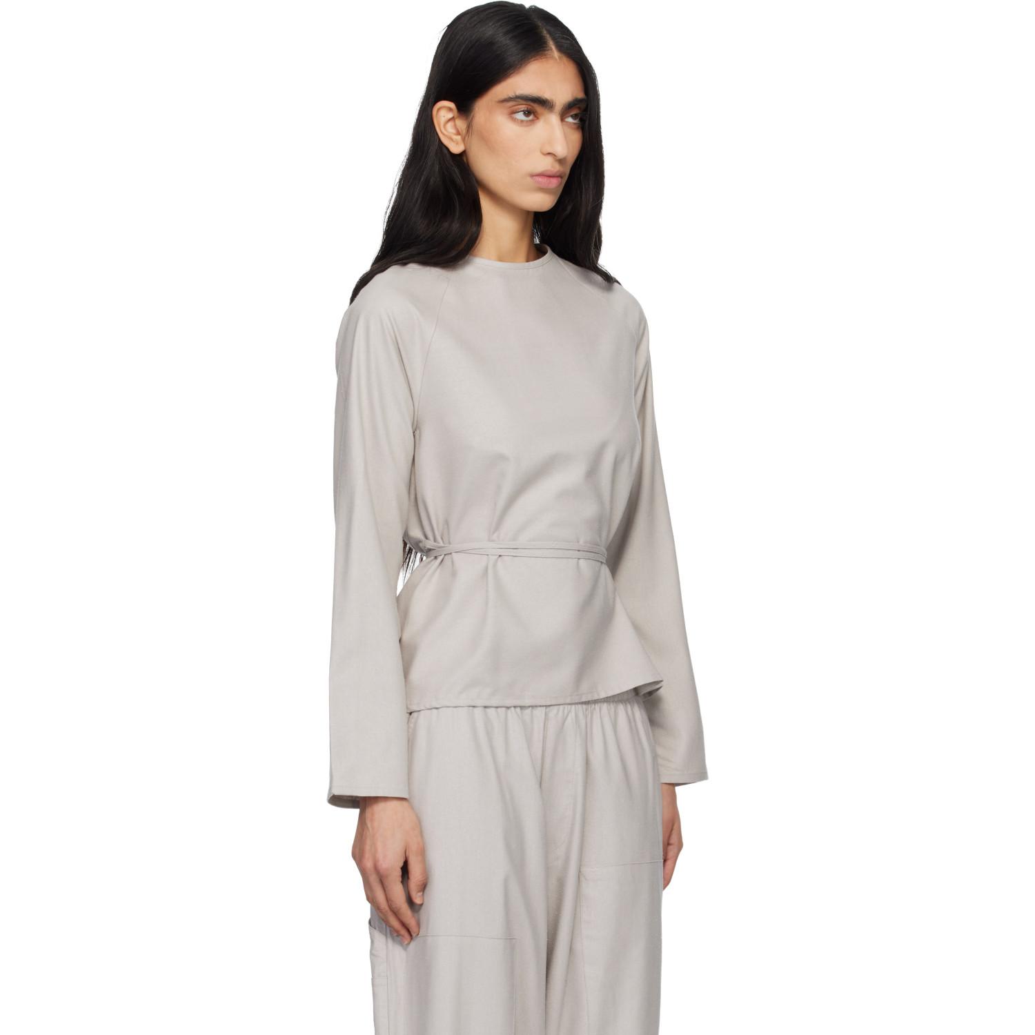 Baserange Taupe Long Sleeve Apron Top in White | Lyst