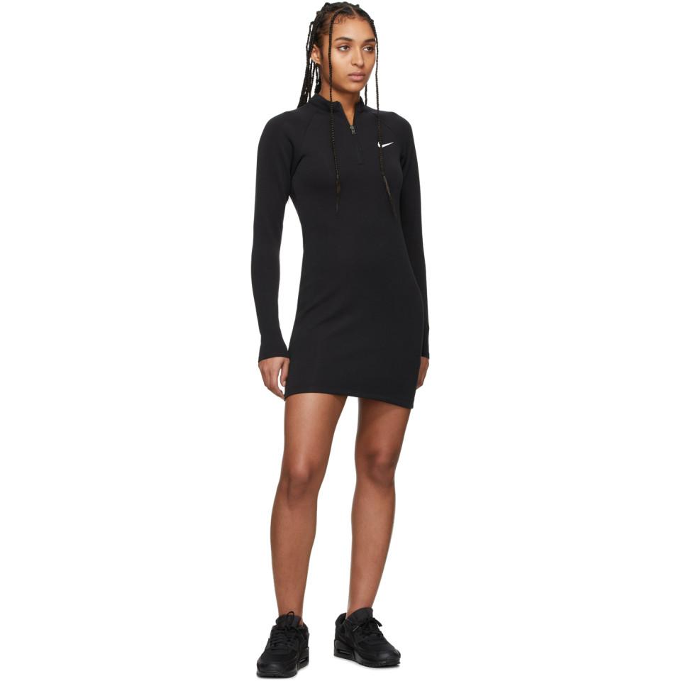 Nike Black Half-zip Long Sleeve Dress | Lyst