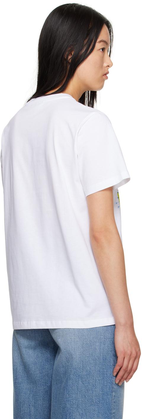 Ganni レディース ブラック ホワイト Relaxed Bunny Tシャツ Ganni レディース ブラック ホワイト Relaxed Bunny Tシャツ