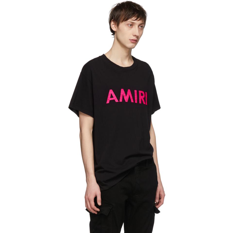 Amiri Black And Pink Logo T-shirt for Men | Lyst