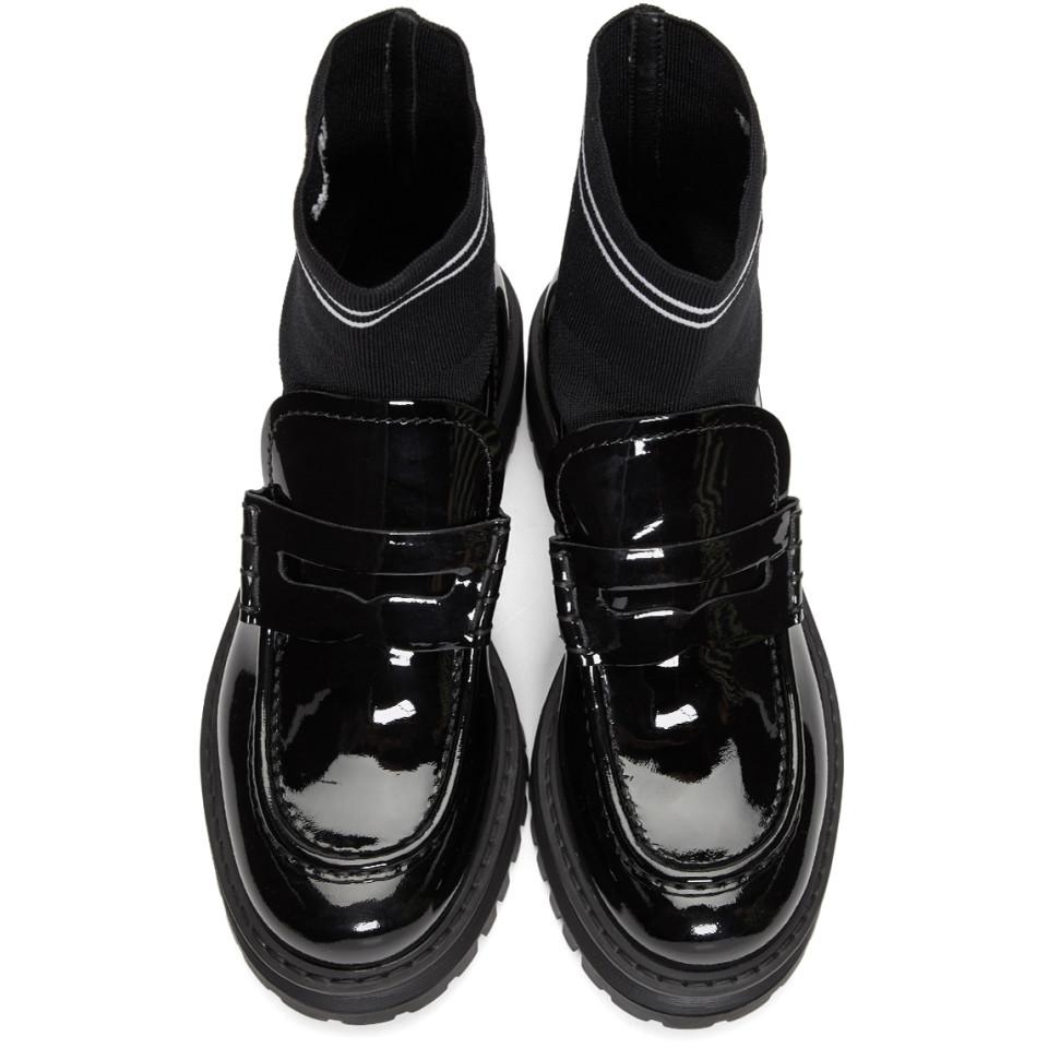 Miu Miu Leather Black Sock Loafers | Lyst