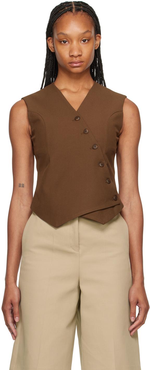 Frankie Shop Maesa Cross Vest in Brown | Lyst