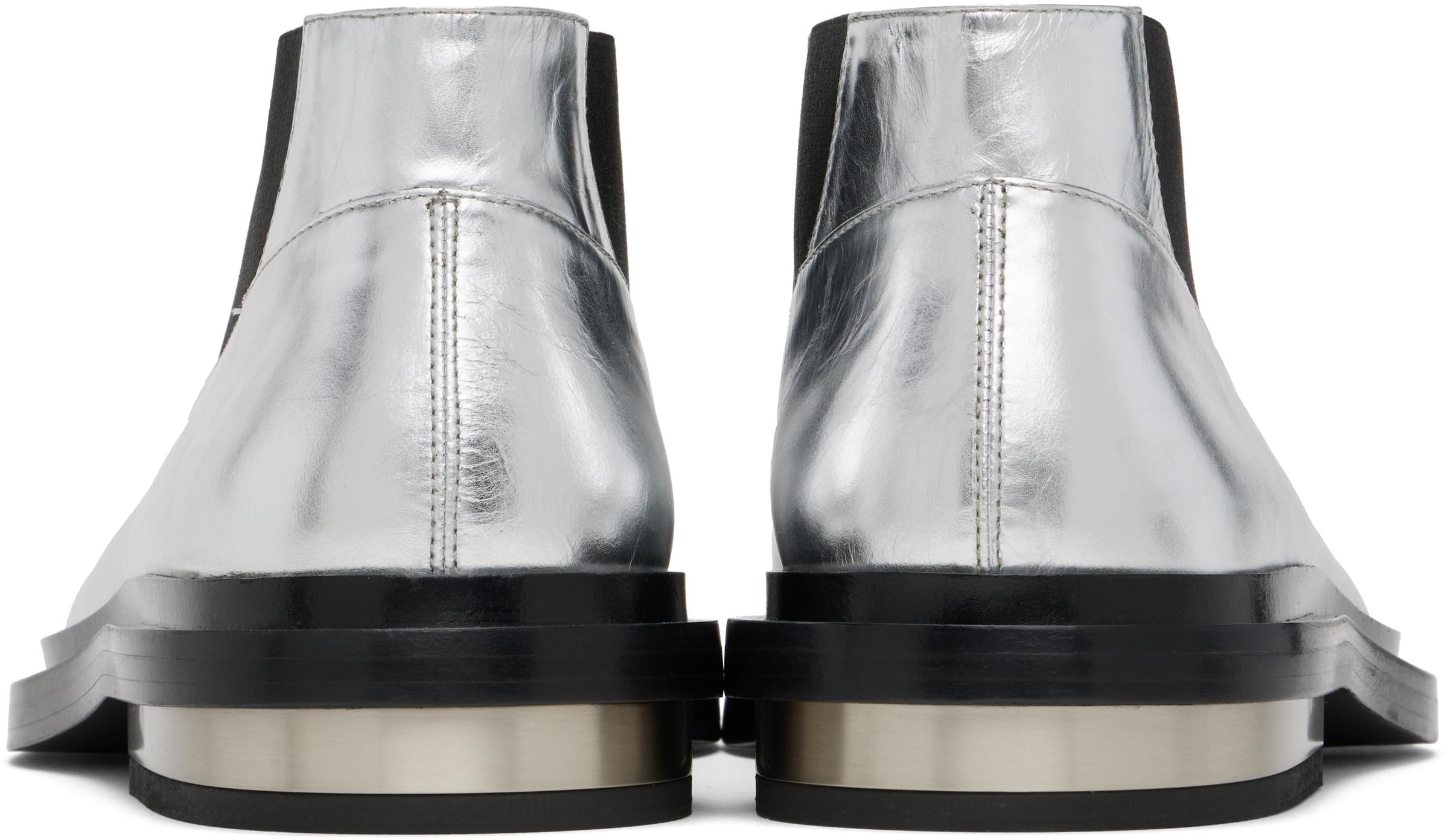 Jil Sander メンズ ブラック シルバー アンクル チェルシー
