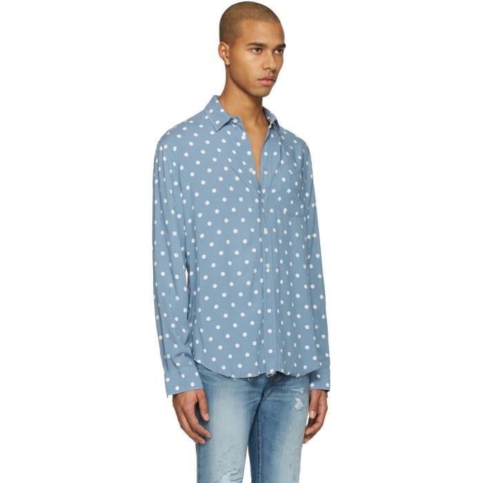 Saint Laurent Blue Polka Dot Shirt for Men