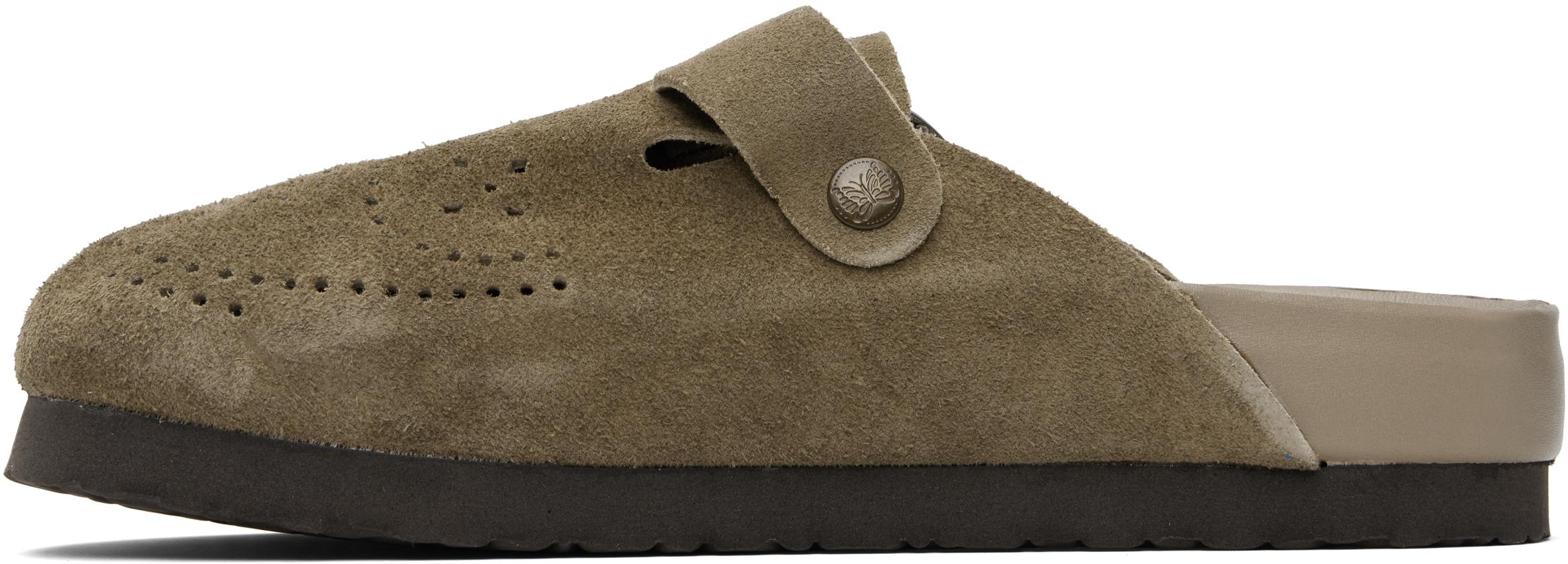 Needles Taupe Suede Clog Slip-On Loafers in Black for Men | Lyst