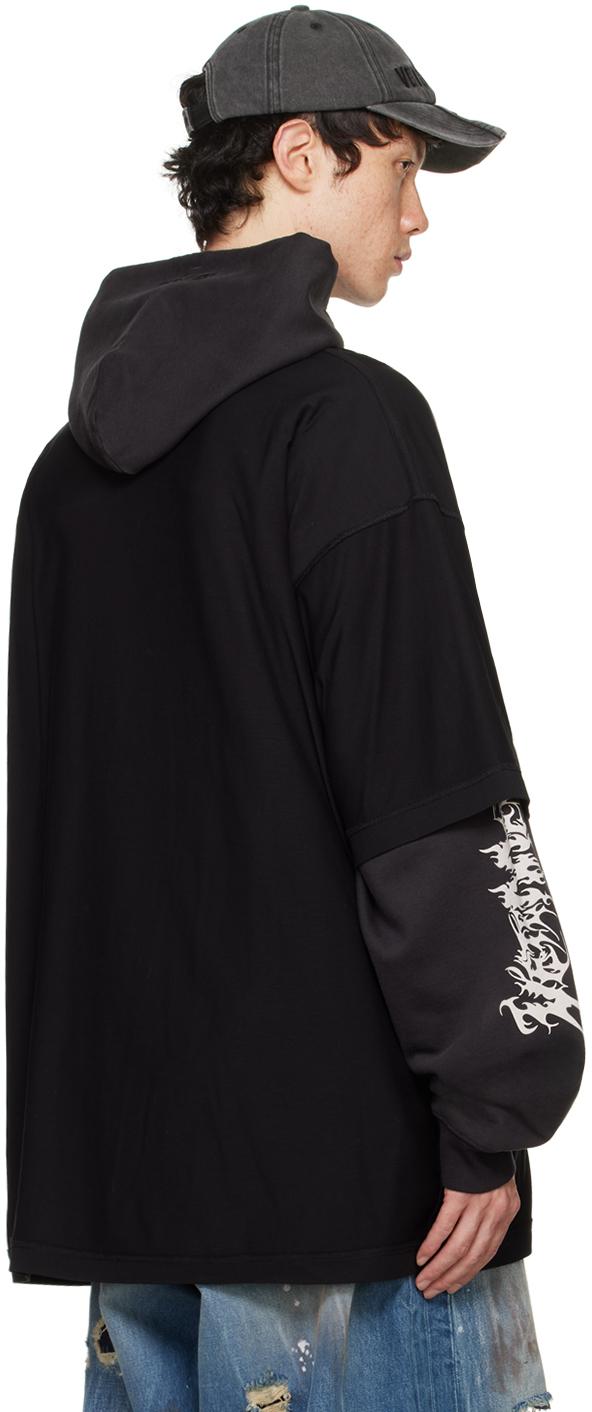 【VETEMENTS】ブラック Inside Out Label Tシャツ Vetements 2024AW InsideOut Shark Long Sleeve M Black Used
