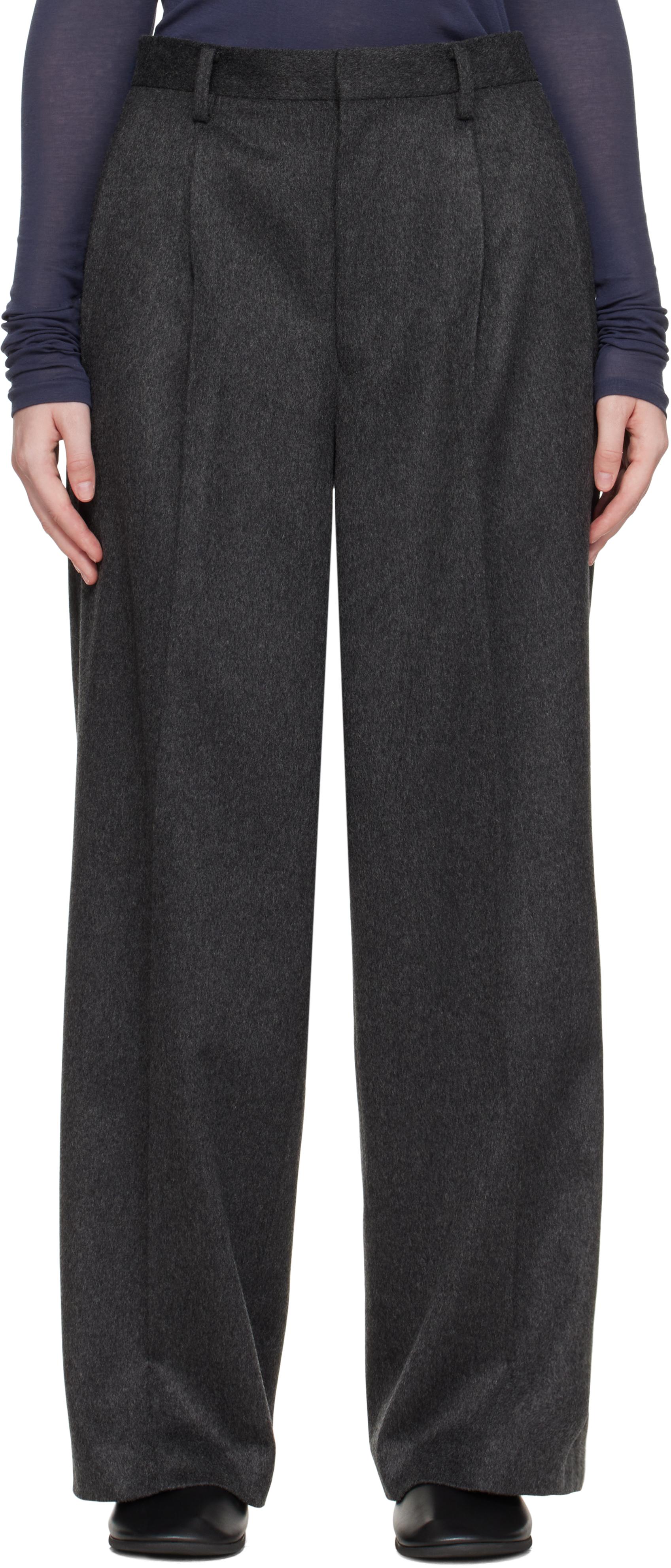 AURALEE Cashmere Moleskin Two-Tuck Trousers in Black | Lyst