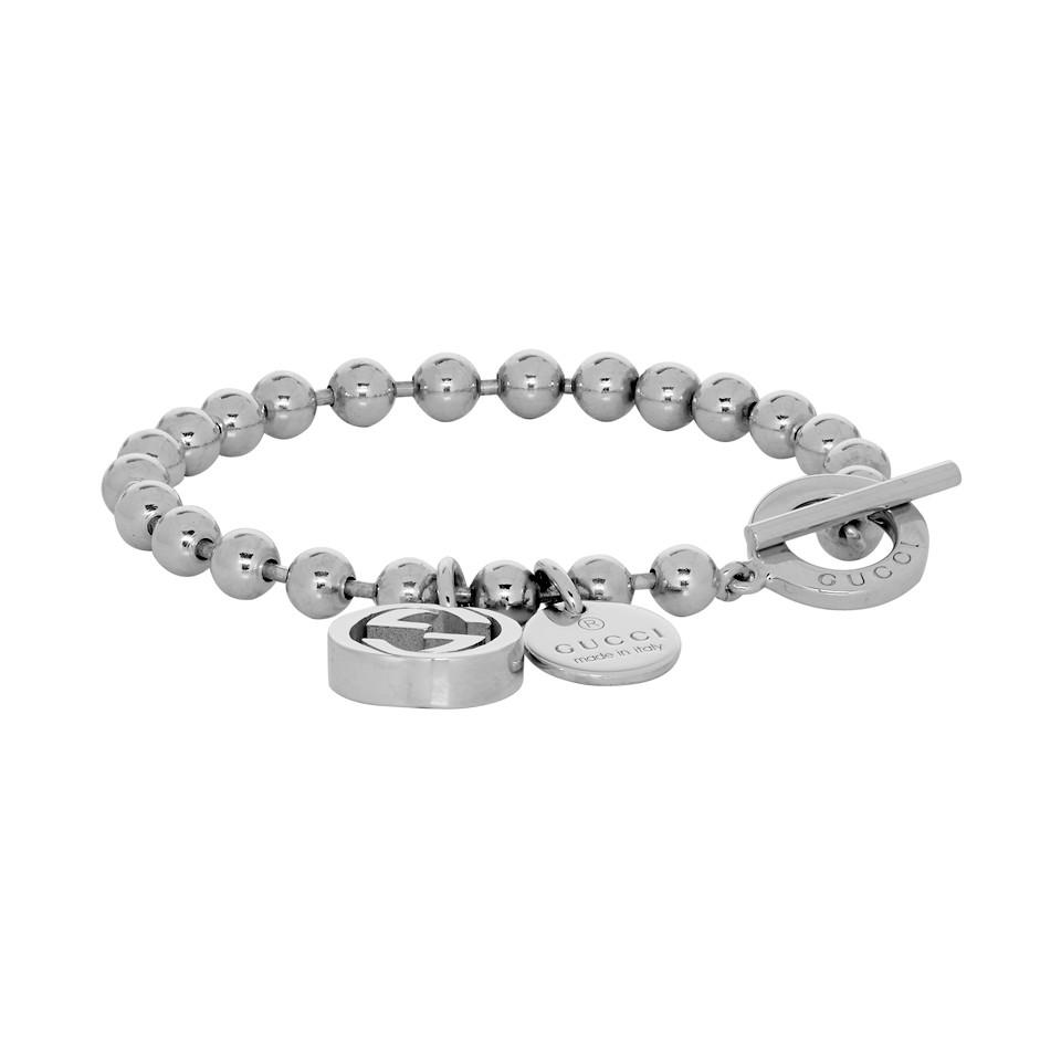 Gucci Silver Charm Ball Chain Bracelet 