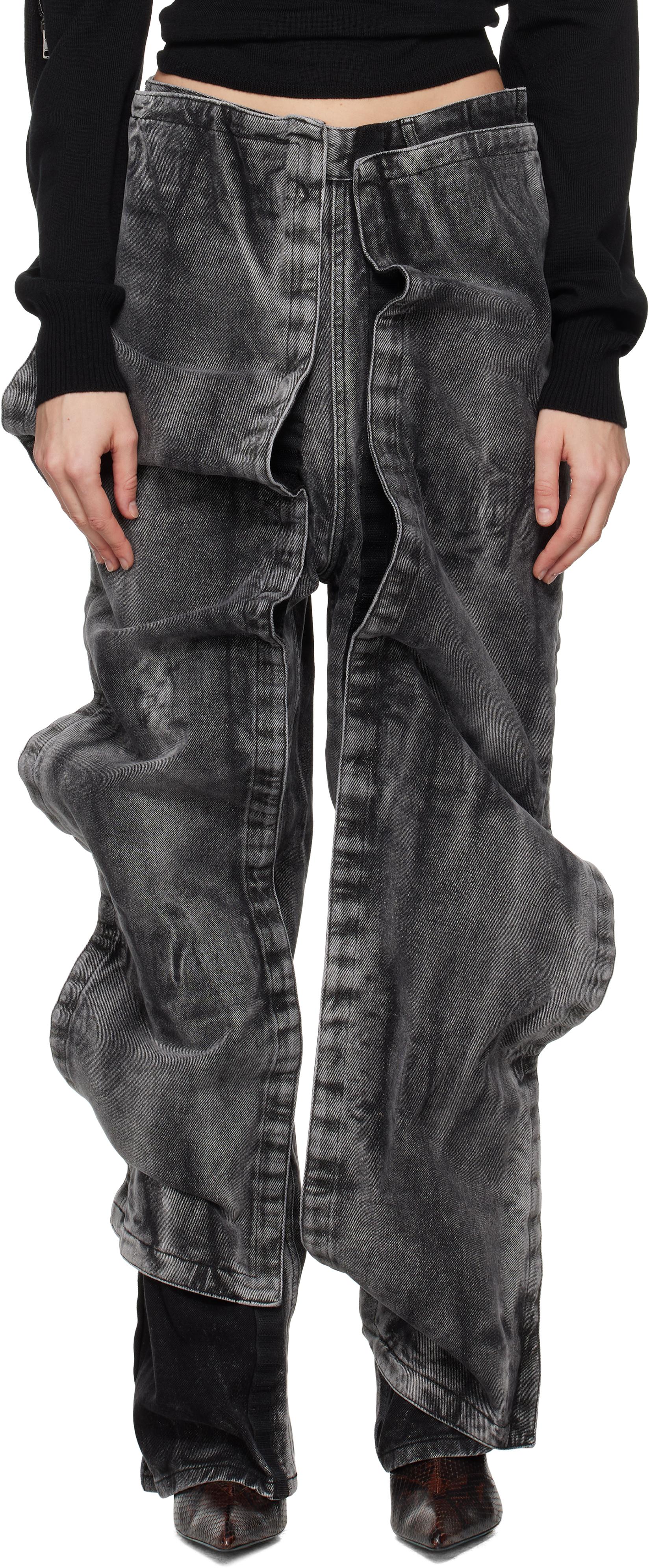 Y. Project レディース ブラック ベルクロ パネル ジーンズ ジーンズ 