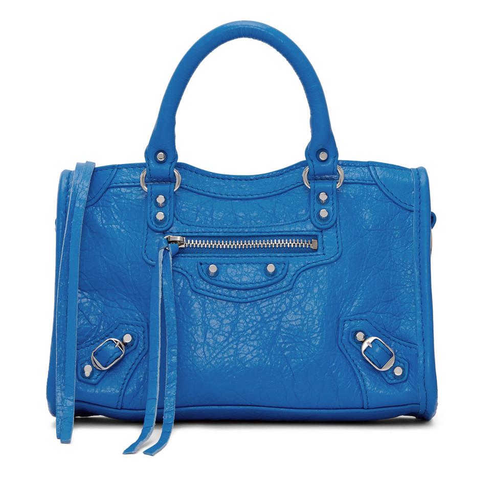 Balenciaga Leather Blue Nano City Bag - Lyst