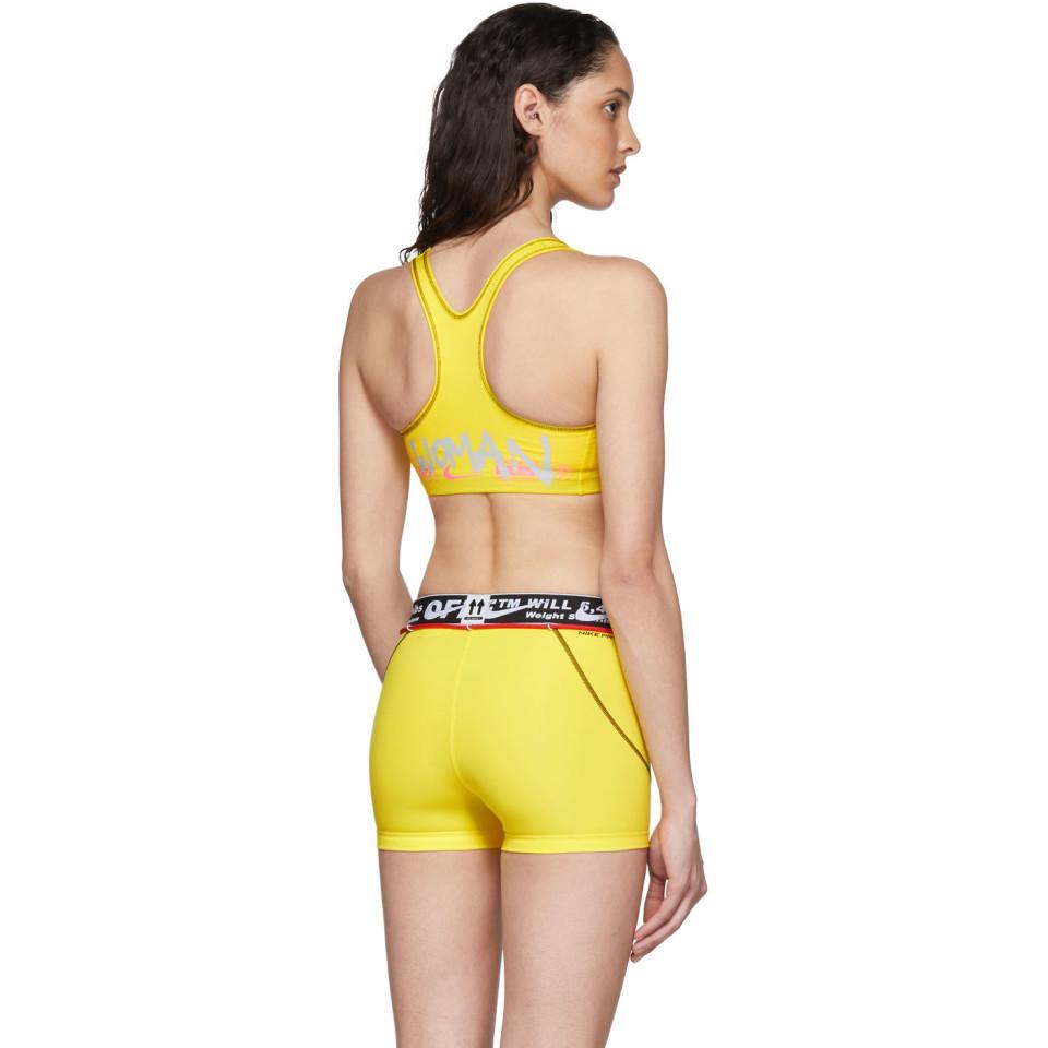 yellow off white sports bra