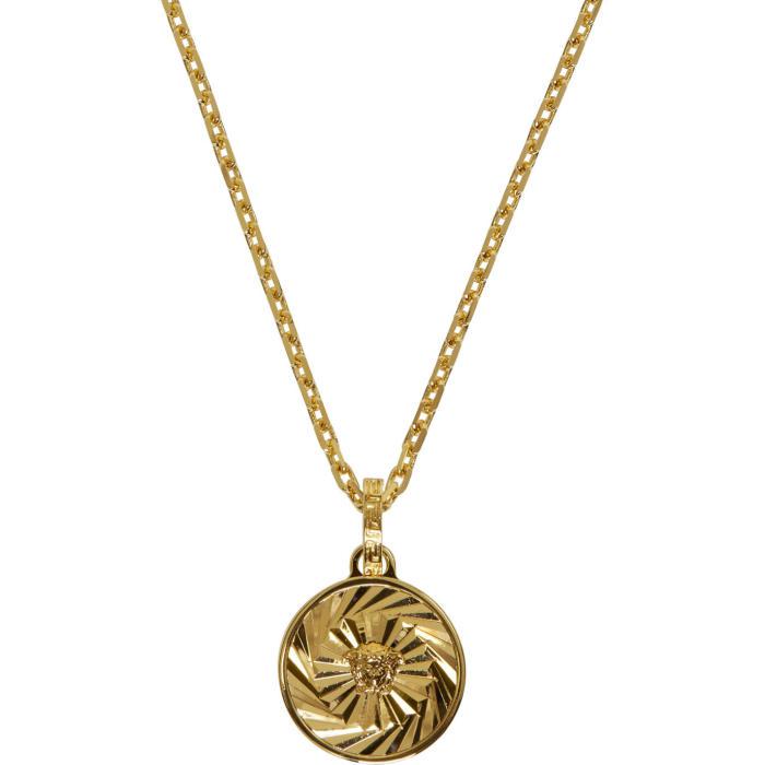 versace gold round medusa pendant necklace