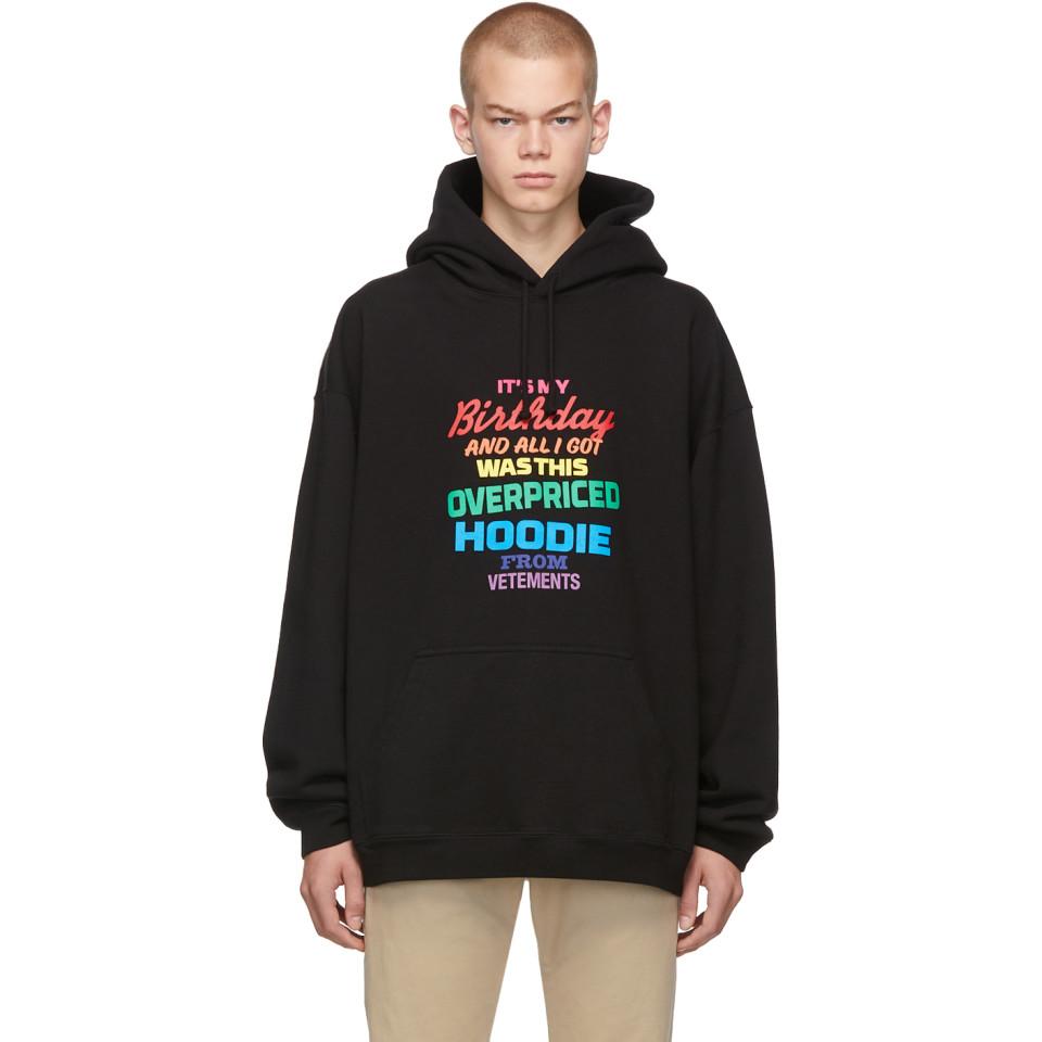 Vetements Black Overpriced Birthday Hoodie for Men Lyst