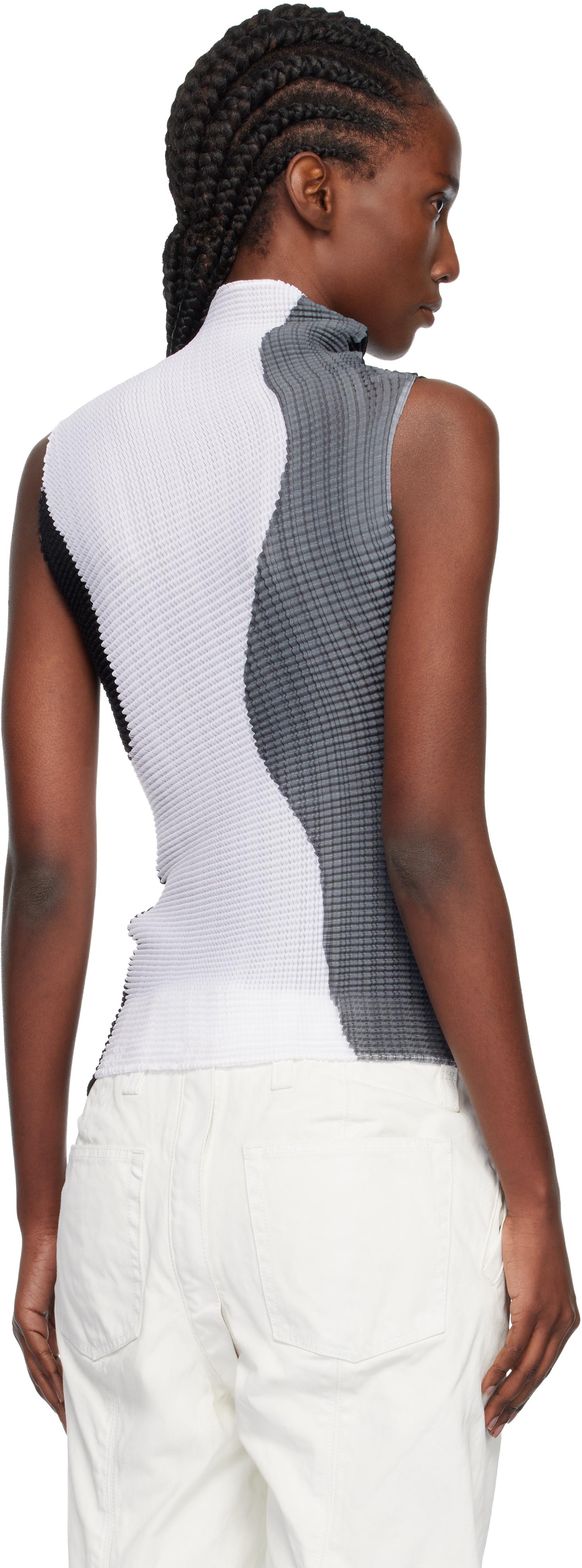 Issey Miyake Abstract Tint Pleats Tank Top in Black | Lyst