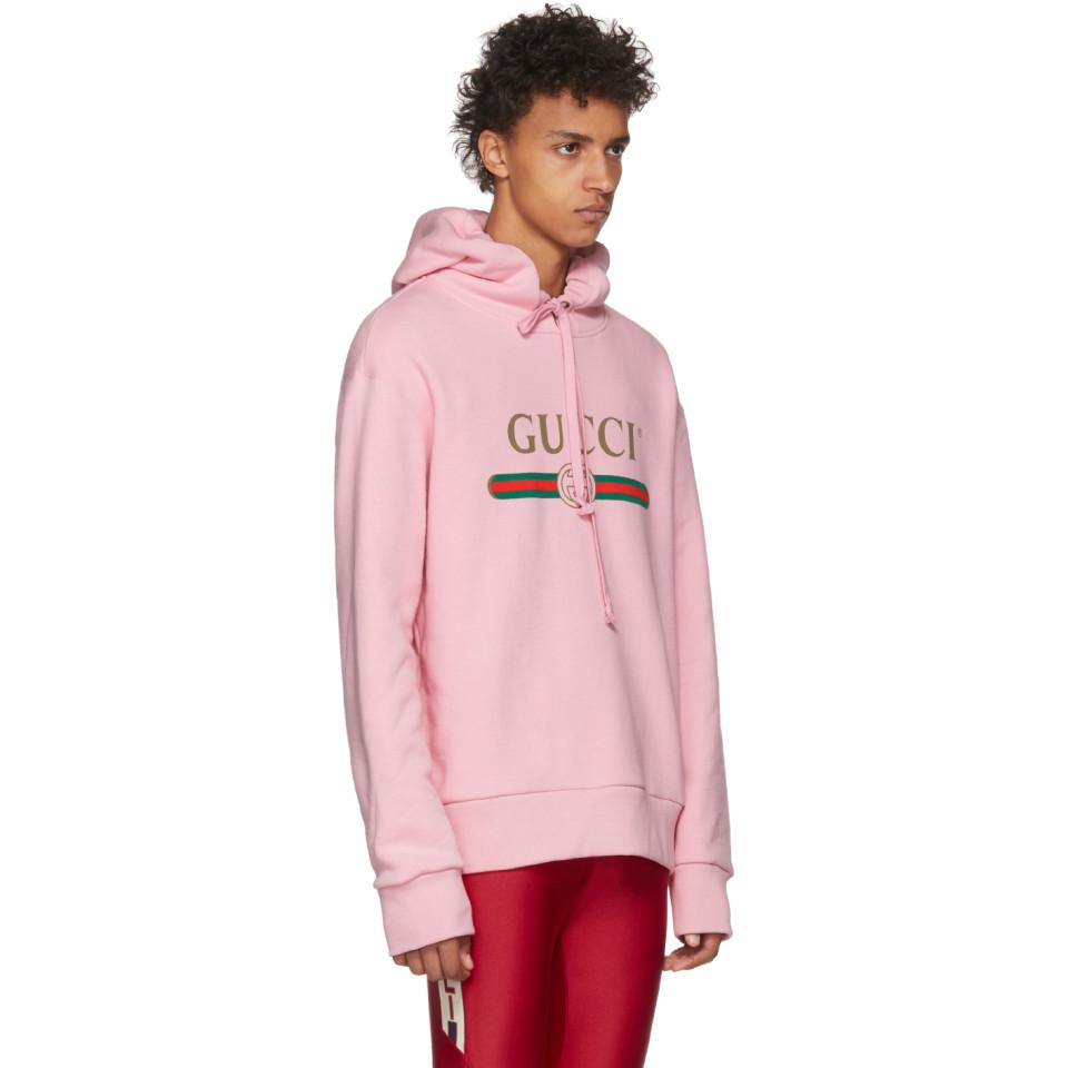 Gucci Cotton Pink Dragon Hoodie for Men 