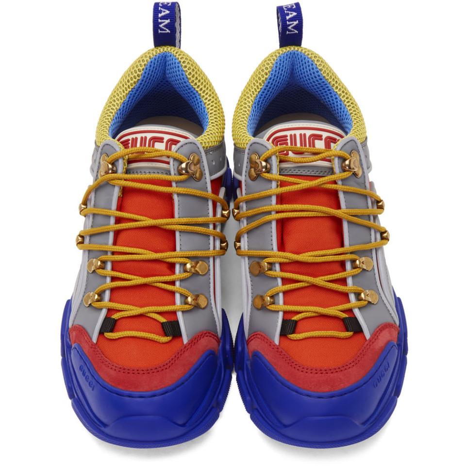 Gucci Orange And Blue Flashtrek Sneakers for Men | Lyst