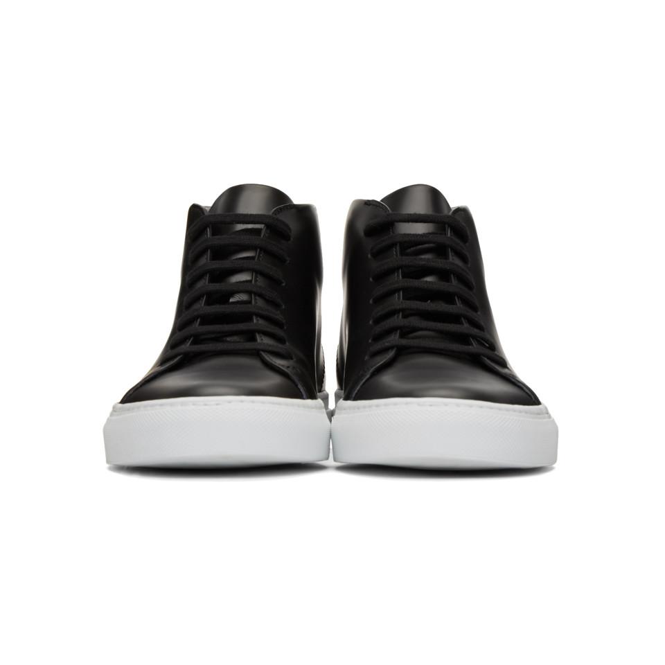Common Projects Leather Black New Court Mid-top Sneakers for Men | Lyst
