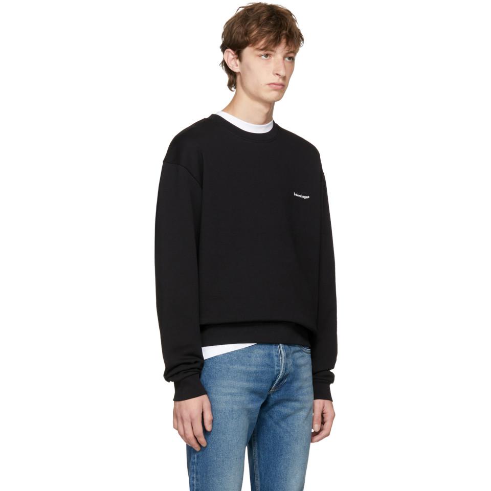 Balenciaga Cotton Black Small Logo Sweatshirt for Men - Lyst