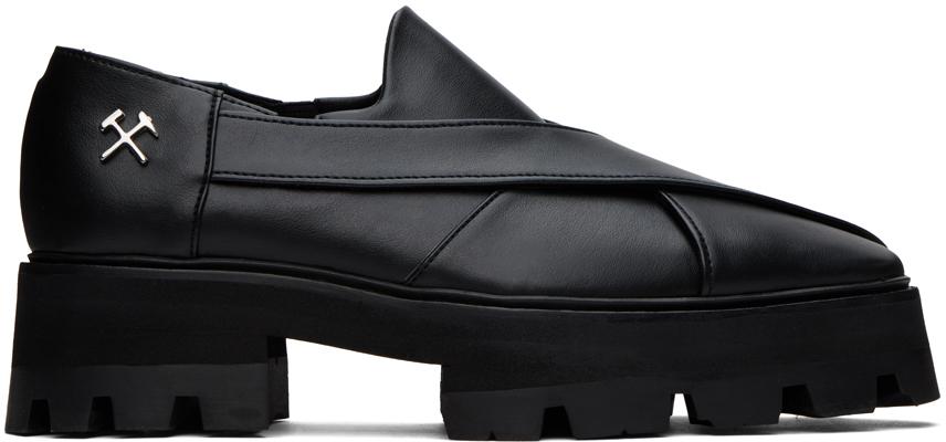 Jil Sander メンズ ブラック &ホワイト レザー ローファー Jil Sander メンズ ブラック &ホワイト レザー ローファー