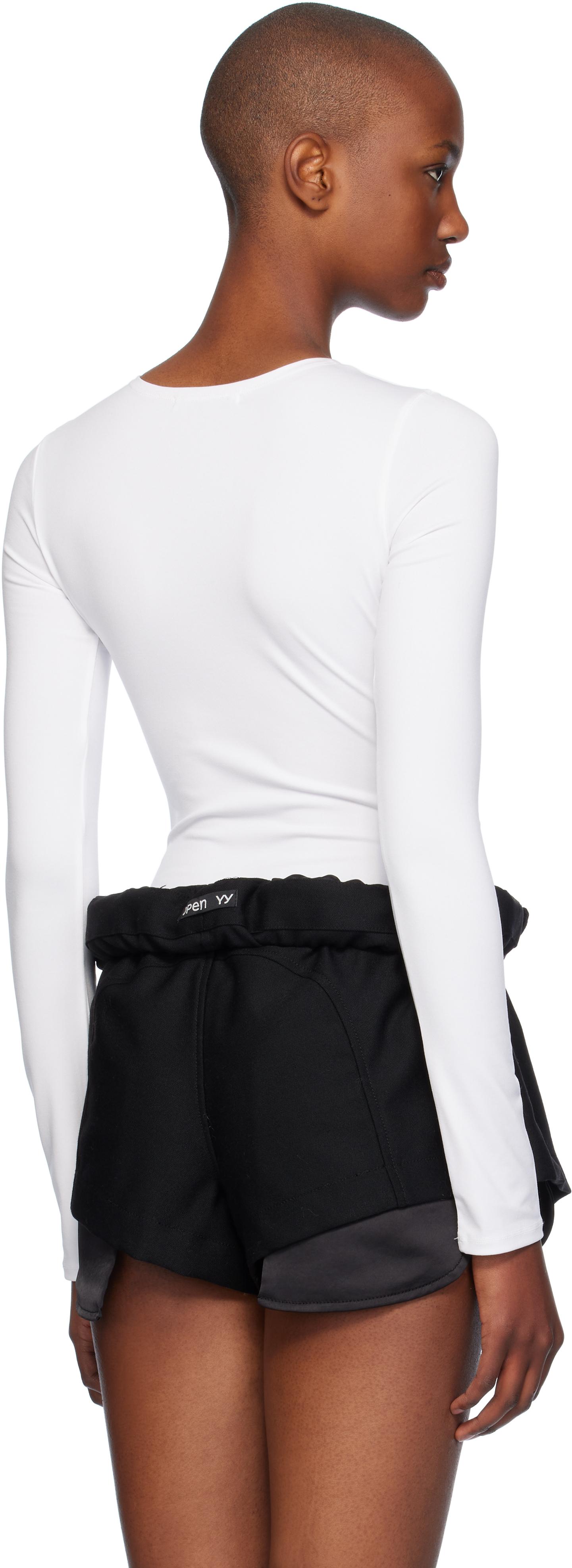 OPEN YY ホワイト リボン ネクタイ ボディスーツ ブラック | Lyst