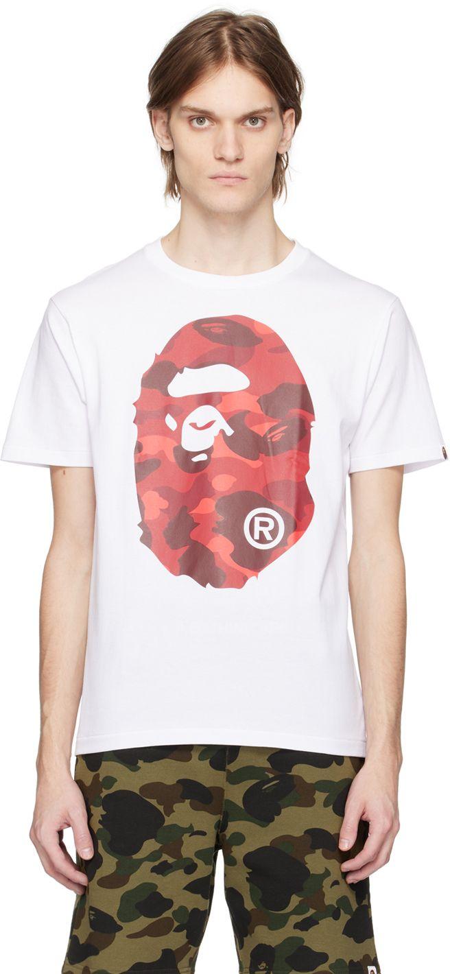 A Bathing Ape White & Red Camo Big Ape Head T-shirt for Men | Lyst