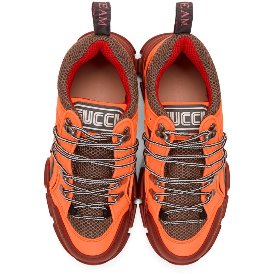 Gucci Orange Flashtrek Sneakers for Men | Lyst