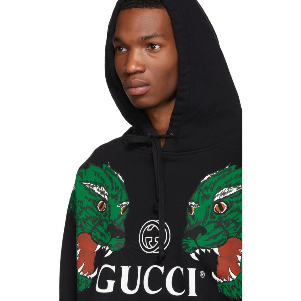 Gucci Cotton Loved Hooded Sweatshirt in Black for Men | Lyst