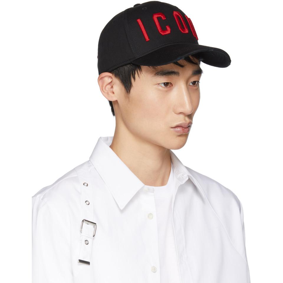 black and red dsquared cap