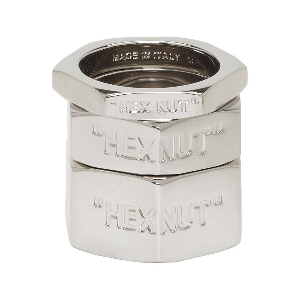 Off-White c/o Virgil Abloh Silver Bolt Ring Set in Metallic | Lyst