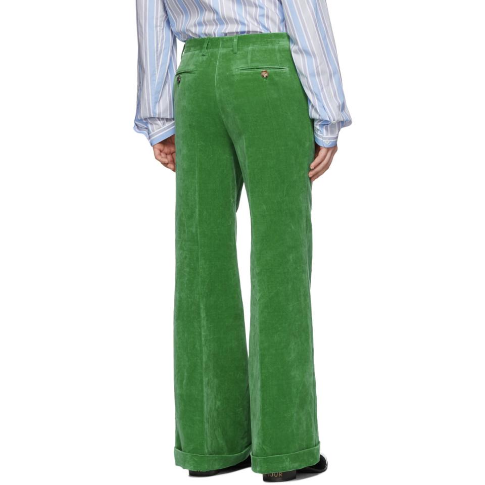 Gucci Green Velvet Trousers for Men | Lyst