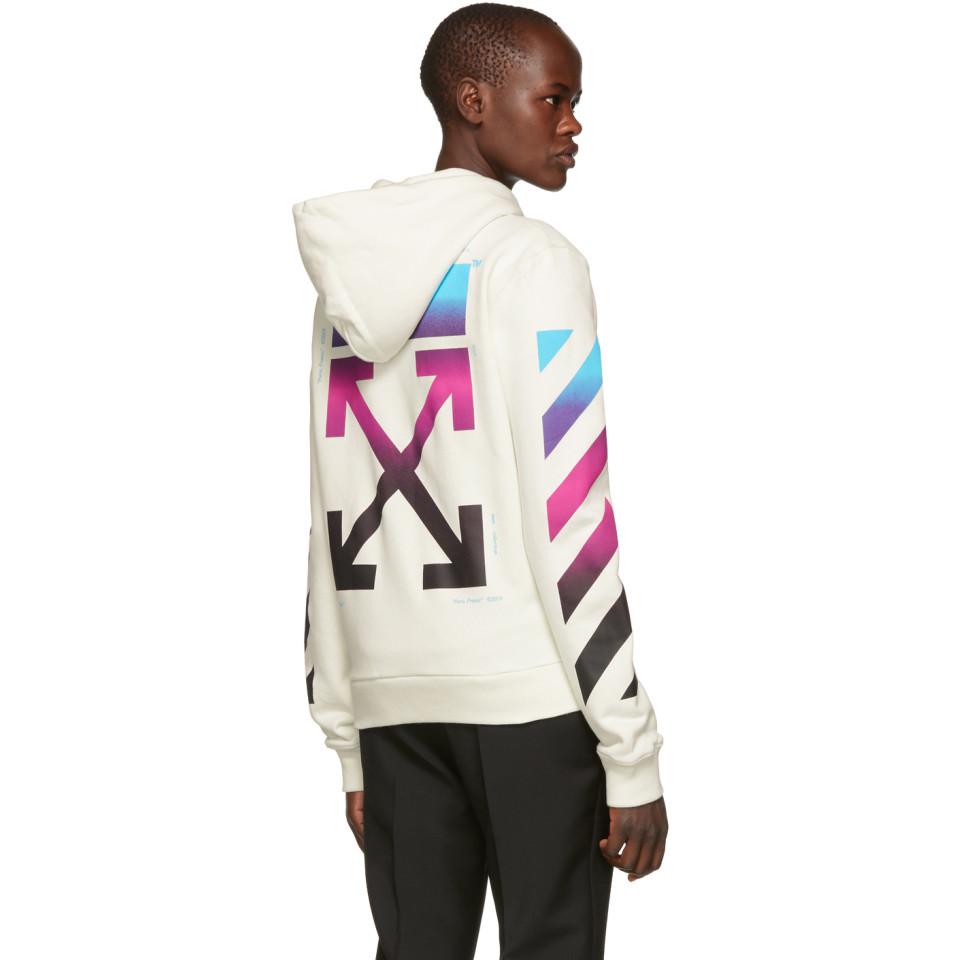off white gradient zip up hoodie