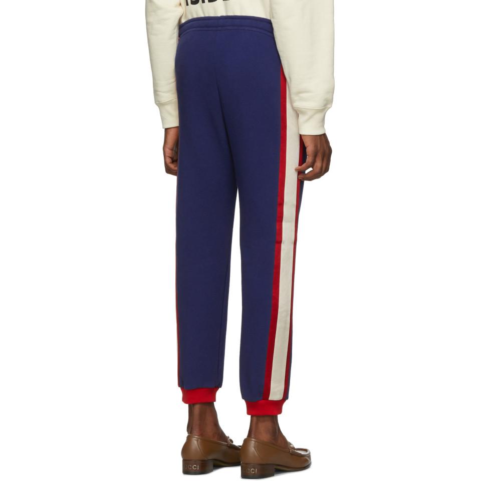 Gucci Satin Blue GG Star Striped Lounge Pants for Men | Lyst