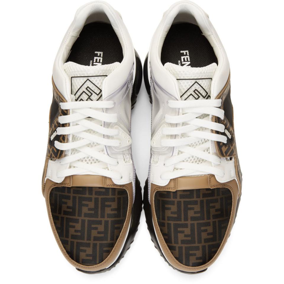 Fendi Leather Fancy Chunky Logo Print Shoe in White for Men - Lyst