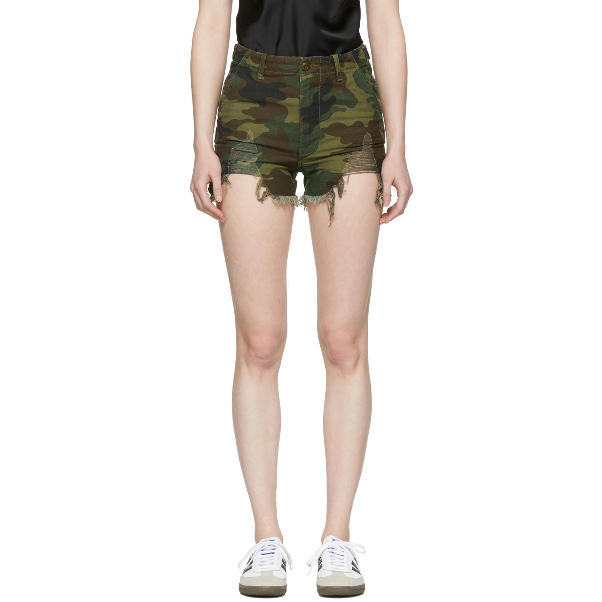 camo distressed shorts