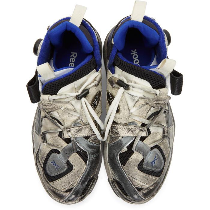 Vetements + Reebok Genetically Modified Pump Distressed Leather And Sneakers in White for Men | Lyst