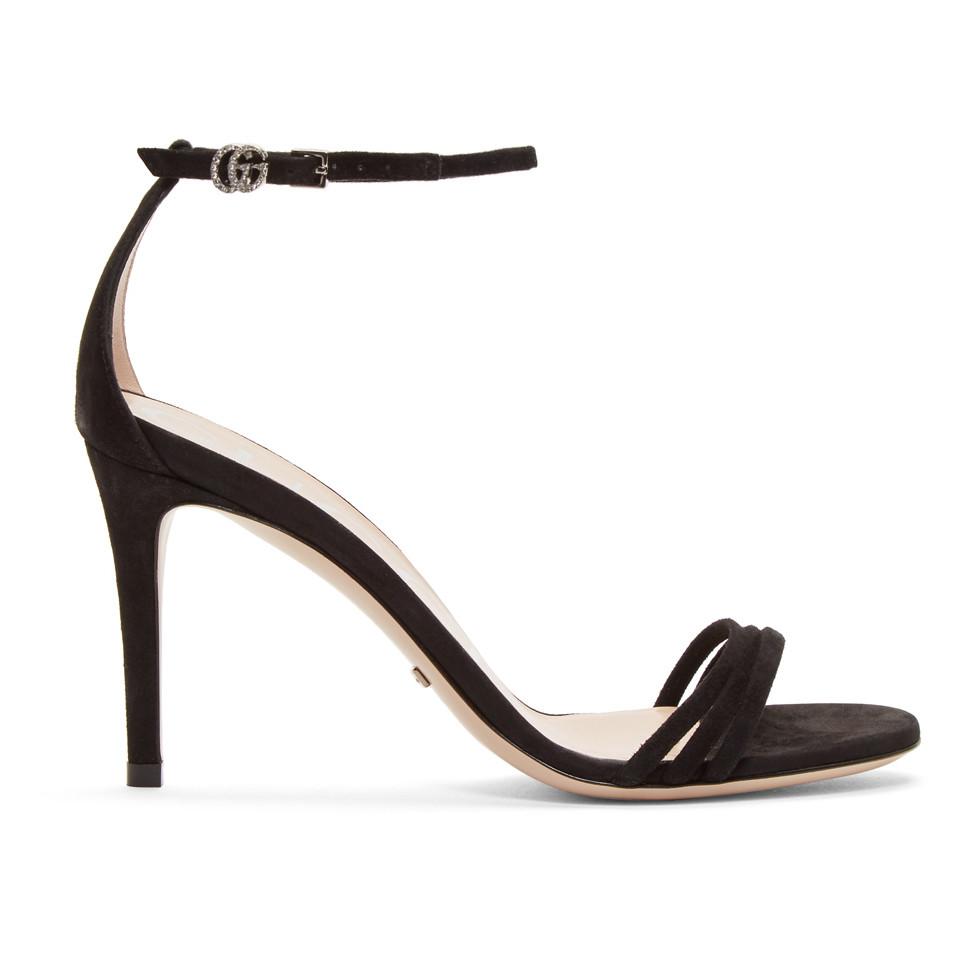 gucci black suede isle heeled sandals