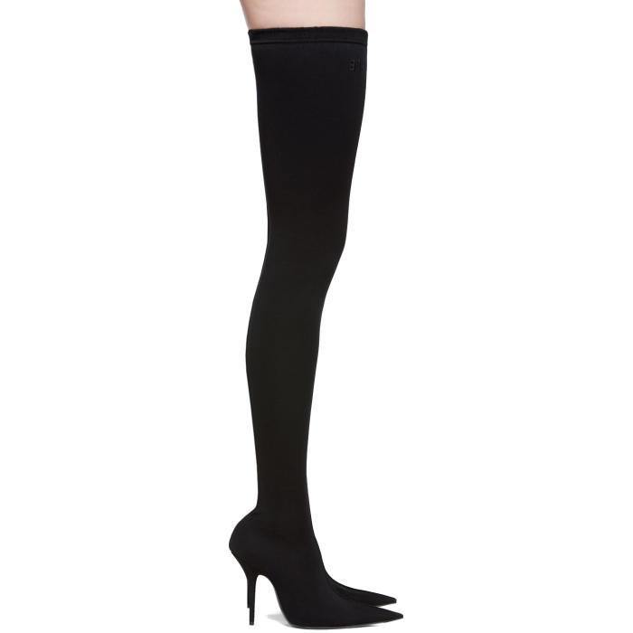 Balenciaga Leather Black Sock Thigh-high Boots | Lyst