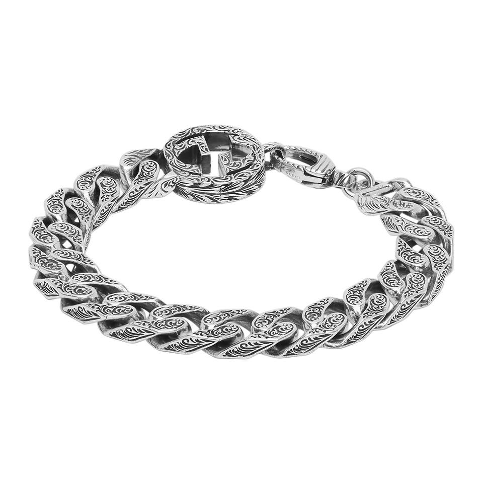 gucci interlocking g chain bracelet in silver