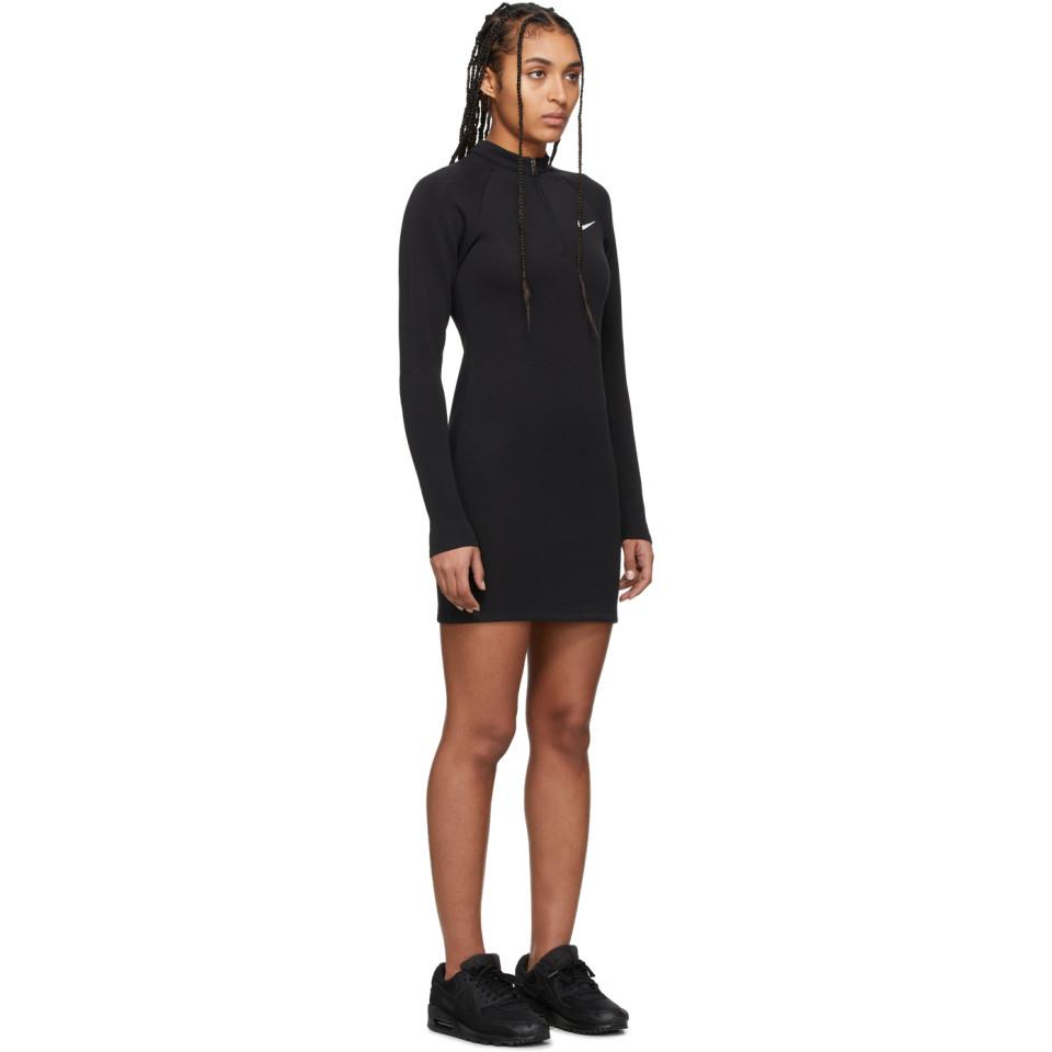 Black Half-zip Long Sleeve Dress 