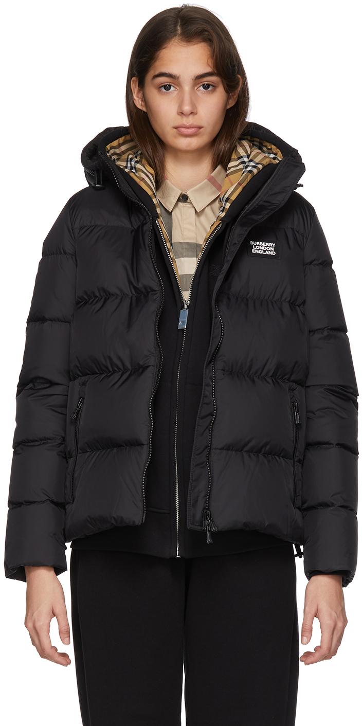 Burberry Synthetic Monogram Puffer Down Leith Jacket in Black | Lyst