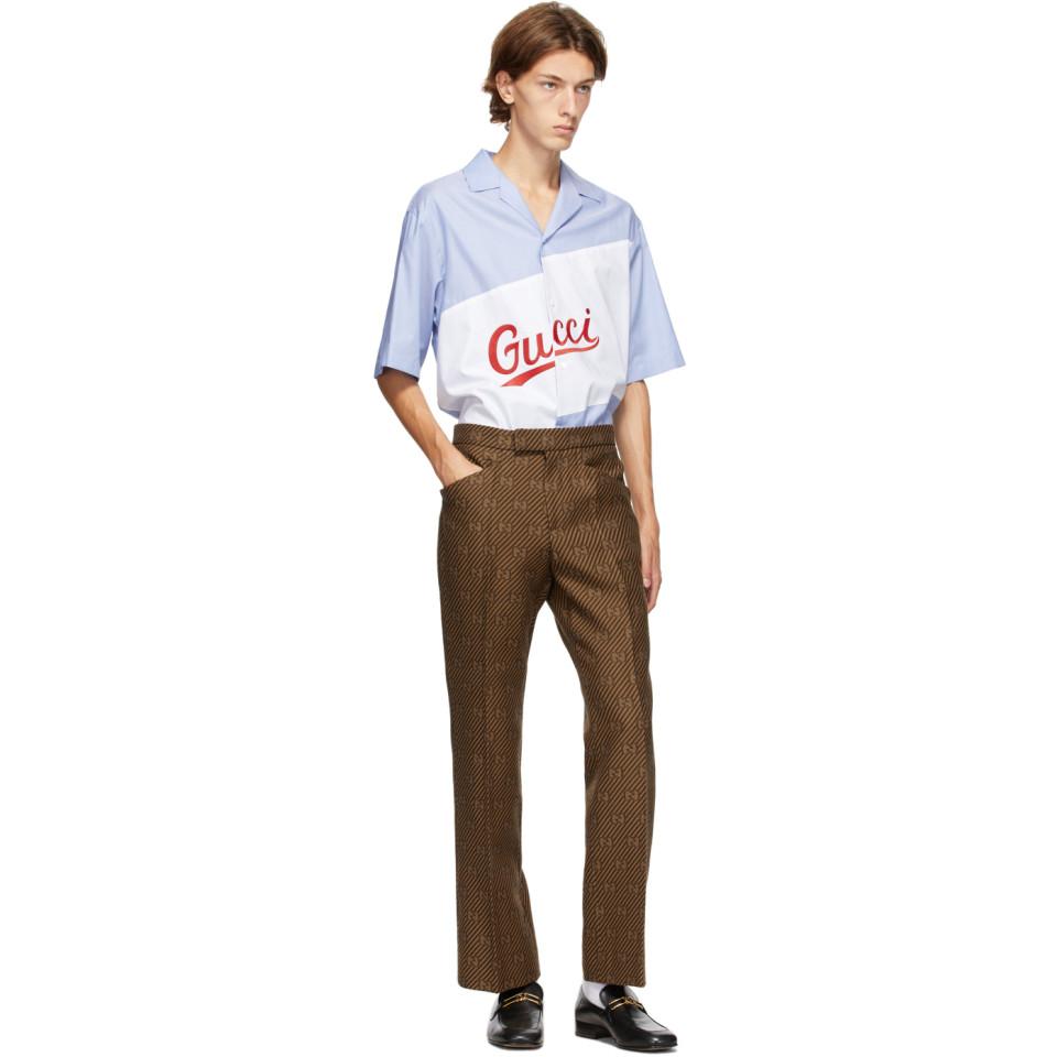 Gucci Cotton Blue Oversized Bowling Shirt for Men Lyst