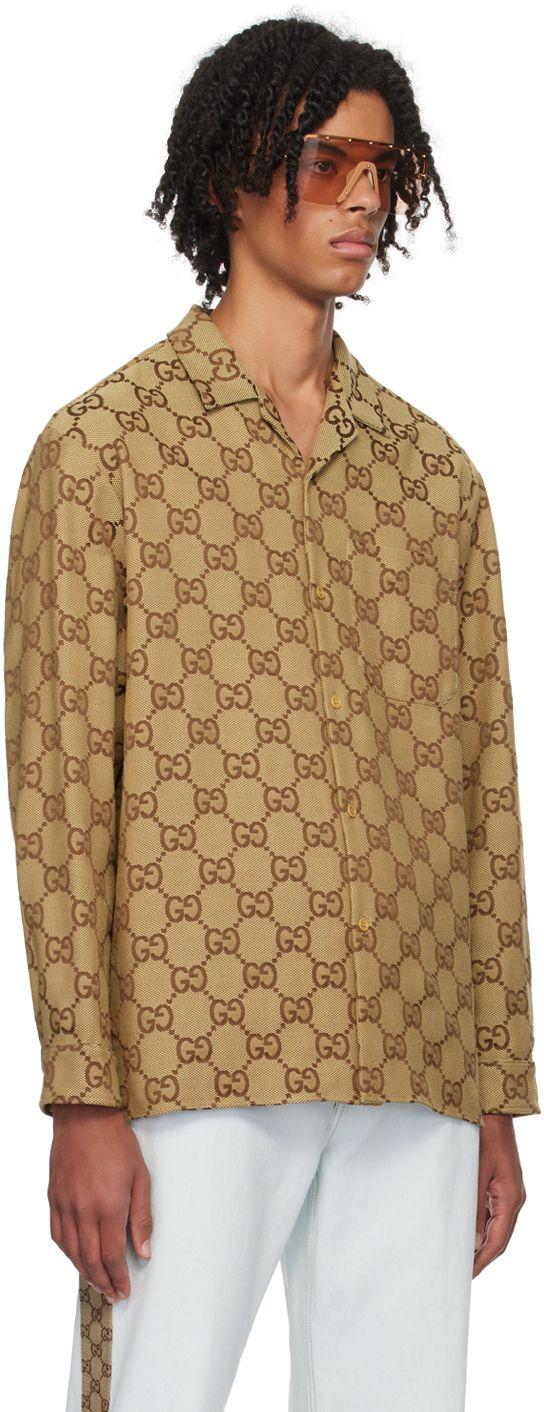 Gucci Maxi Gg Canvas Shirt in Brown for Men | Lyst